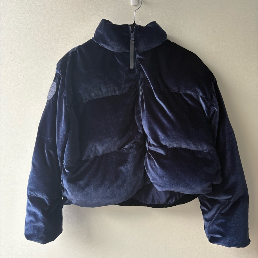 Navy Velvet Puffer Jacket